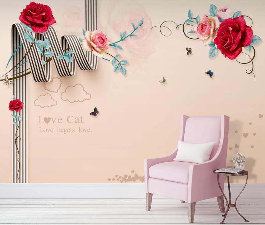 3D Red Rose 600 Wall Murals Wallpaper AJ Wallpaper 2