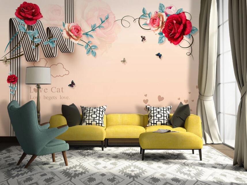 3D Red Rose 600 Wall Murals Wallpaper AJ Wallpaper 2