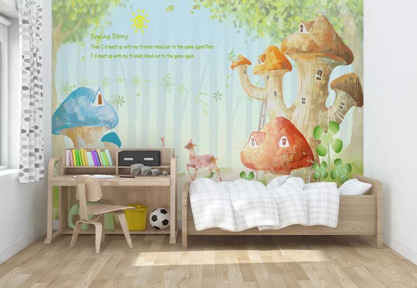 3D Colored Mushrooms 584 Wall Murals Wallpaper AJ Wallpaper 2