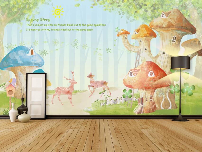 3D Colored Mushrooms 584 Wall Murals Wallpaper AJ Wallpaper 2