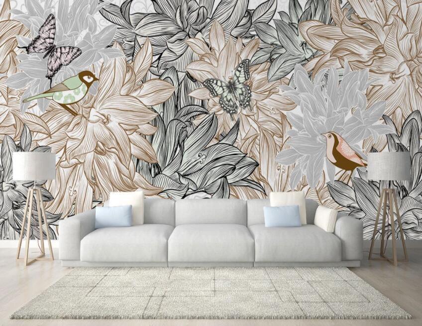 3D Black Leaves 583 Wall Murals Wallpaper AJ Wallpaper 2