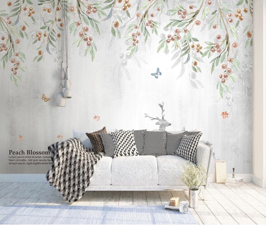 3D Flower Green Leaf 547 Wall Murals Wallpaper AJ Wallpaper 2