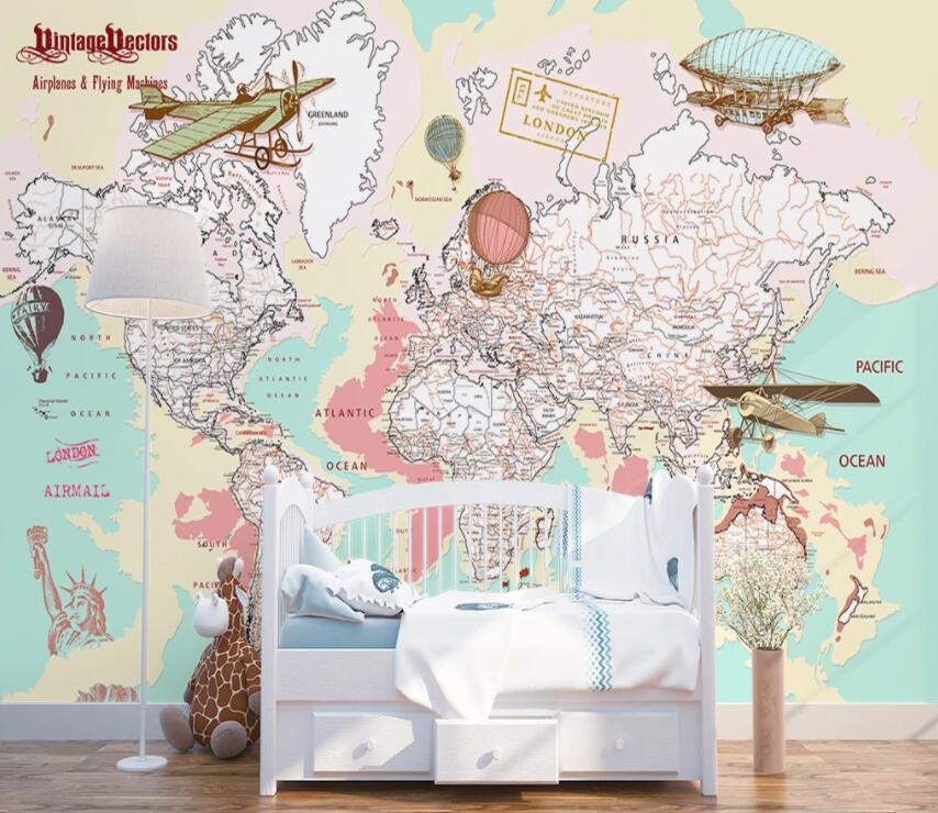 3D Pink Map 521 Wall Murals Wallpaper AJ Wallpaper 2