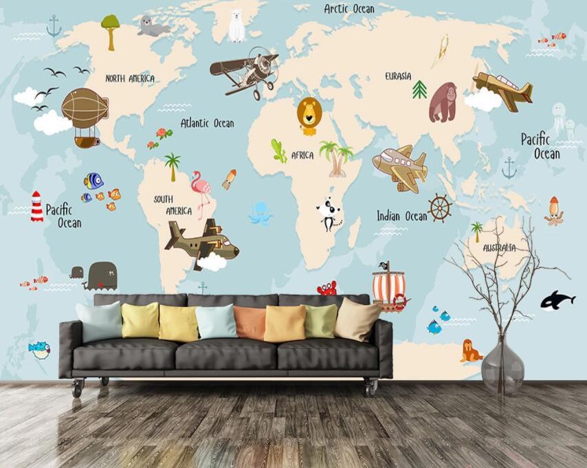 3D Animal Map 503 Wall Murals Wallpaper AJ Wallpaper 2