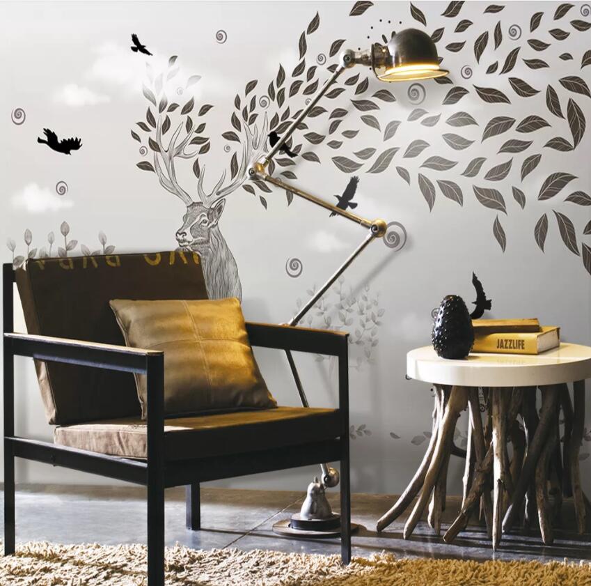 3D Elk Leaves 474 Wall Murals Wallpaper AJ Wallpaper 2
