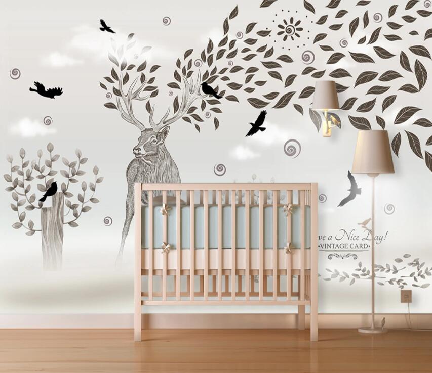 3D Elk Leaves 474 Wall Murals Wallpaper AJ Wallpaper 2