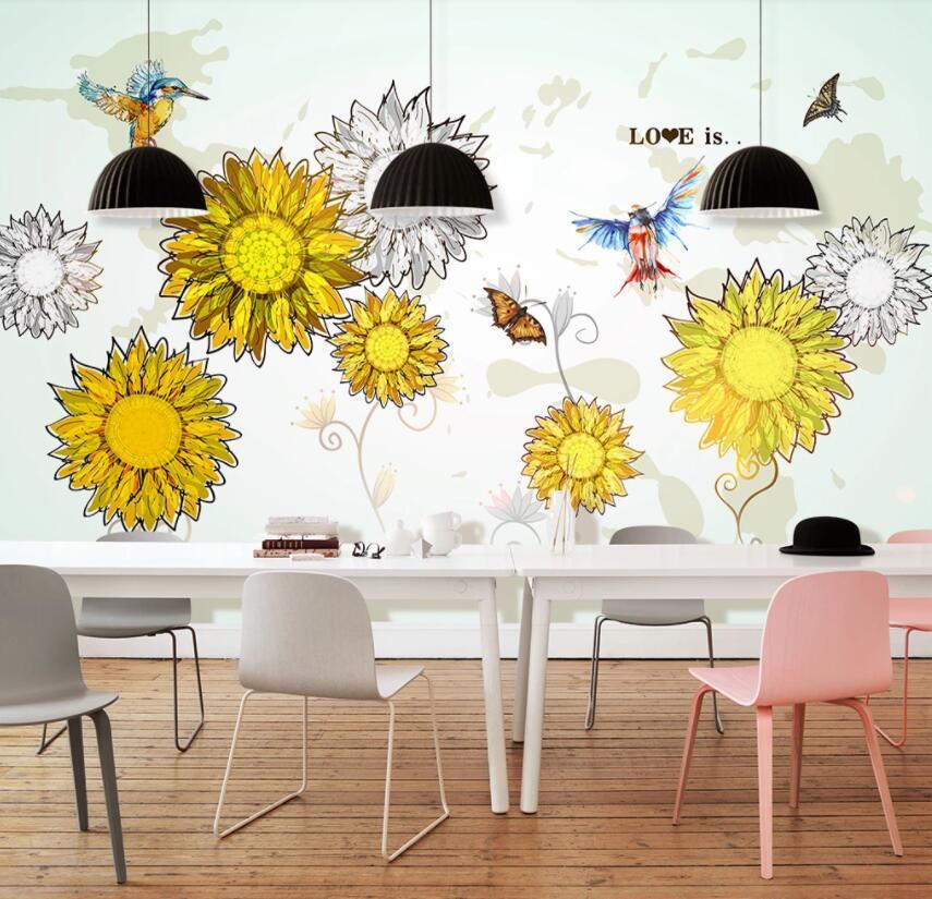 3D Birds And Flowers 442 Wall Murals Wallpaper AJ Wallpaper 2