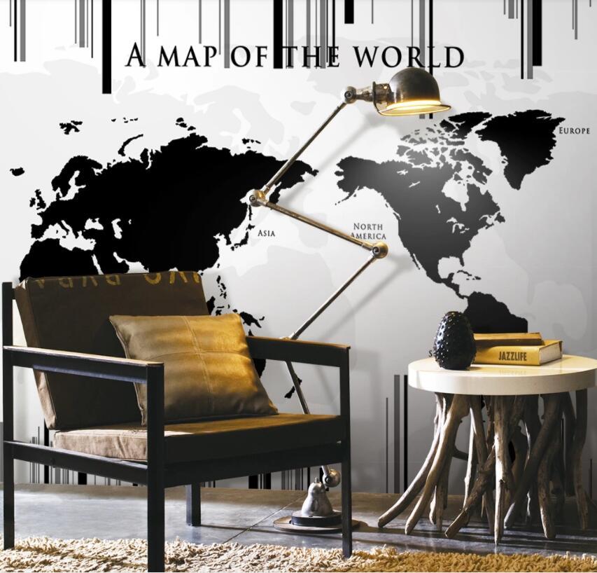 3D Black Map 502 Wall Murals Wallpaper AJ Wallpaper 2