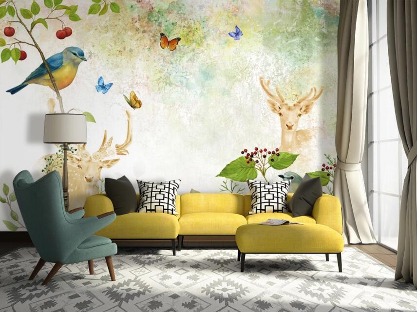 3D Birds And Flowers 430 Wall Murals Wallpaper AJ Wallpaper 2