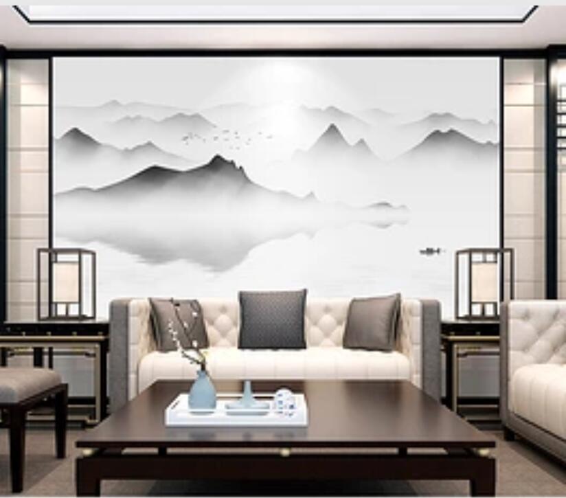 3D Misty River Mountain WC27 Wall Murals Wallpaper AJ Wallpaper 2