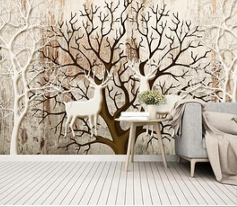 3D Branch Fawn 451 Wall Murals Wallpaper AJ Wallpaper 2