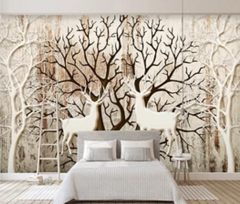 3D Branch Fawn 451 Wall Murals Wallpaper AJ Wallpaper 2