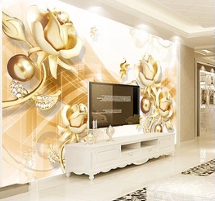 3D Golden Rose 205 Wall Murals Wallpaper AJ Wallpaper 2