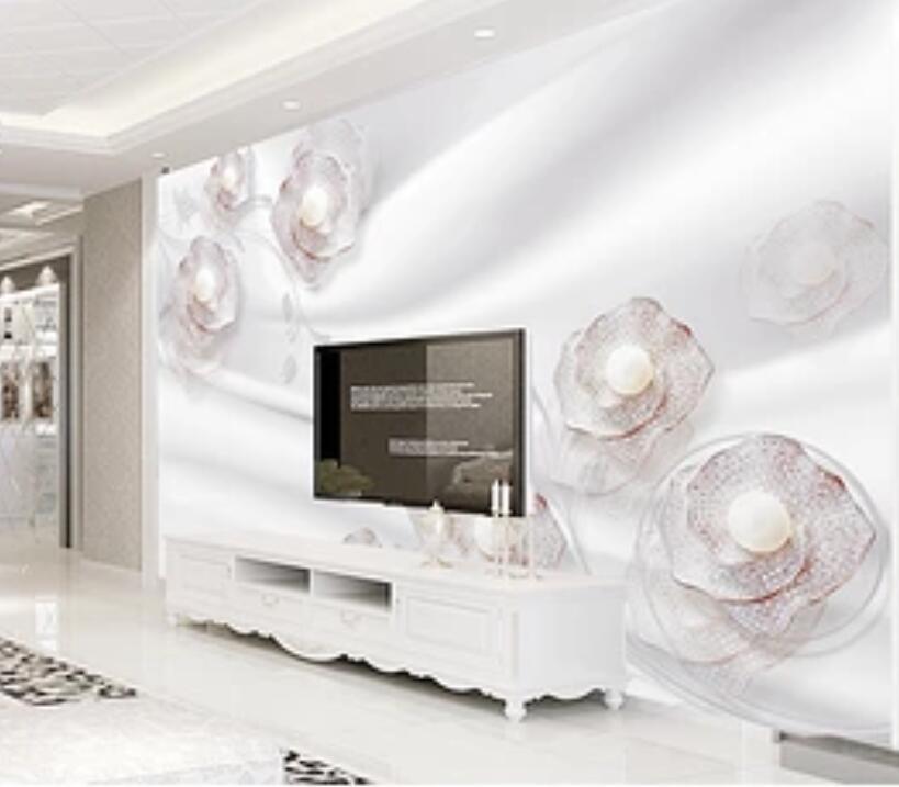 3D White Flowers 186 Wall Murals Wallpaper AJ Wallpaper 2