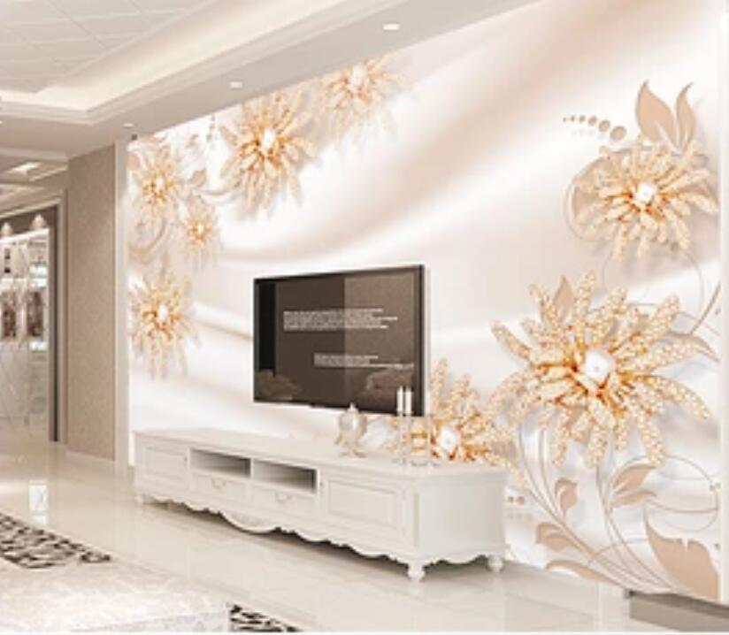 3D Golden Flowers 185 Wall Murals Wallpaper AJ Wallpaper 2