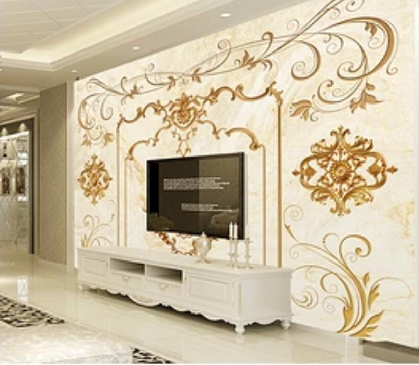 3D Golden Stripes 123 Wall Murals Wallpaper AJ Wallpaper 2