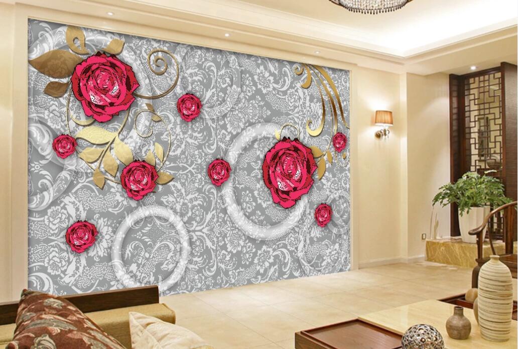 3D Rose Pattern WG495 Wall Murals