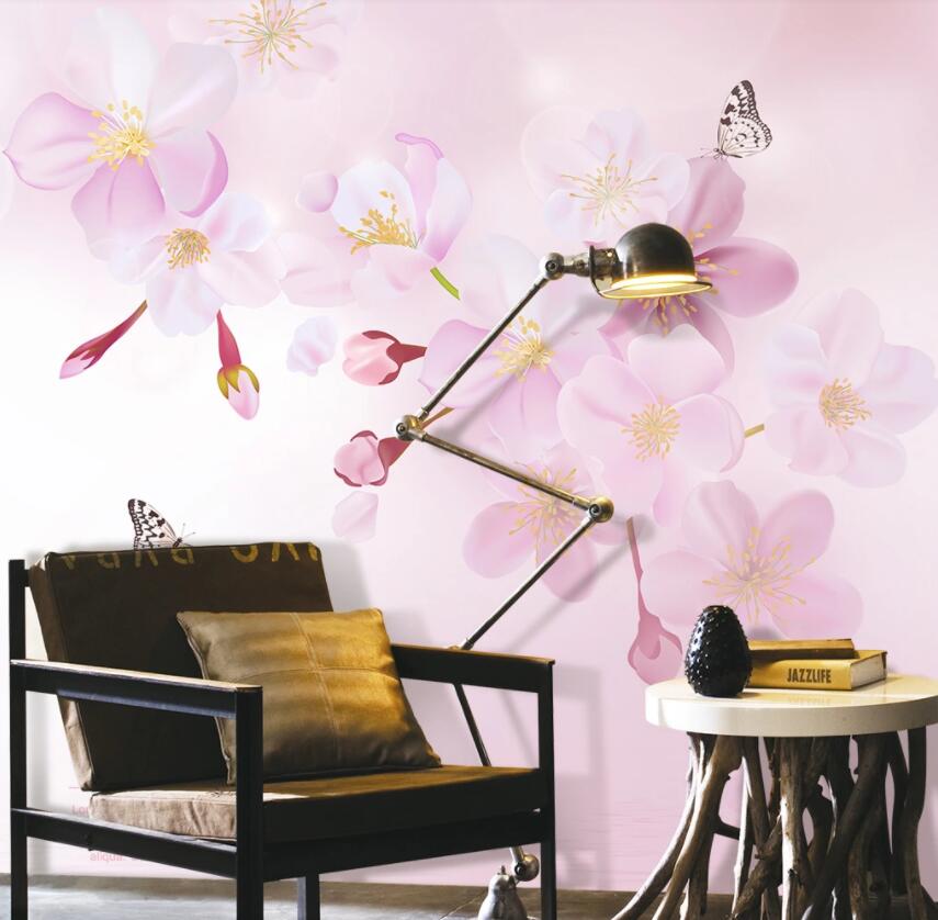 3D Pink Flowers 416 Wall Murals Wallpaper AJ Wallpaper 2