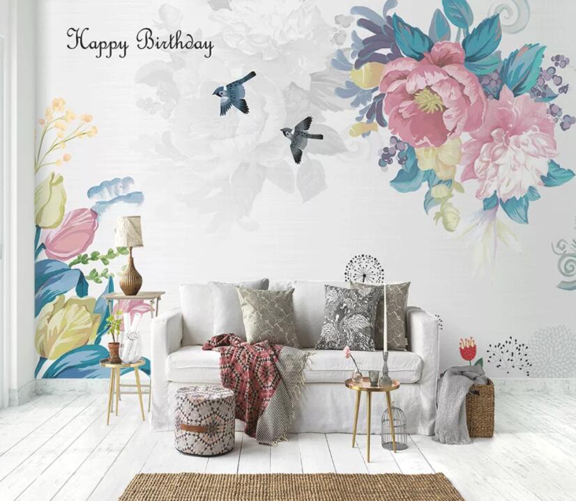 3D Colored Flowers 401 Wall Murals Wallpaper AJ Wallpaper 2