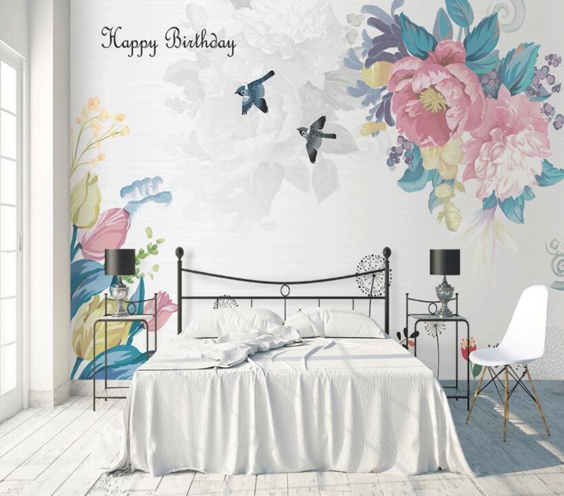 3D Colored Flowers 401 Wall Murals Wallpaper AJ Wallpaper 2