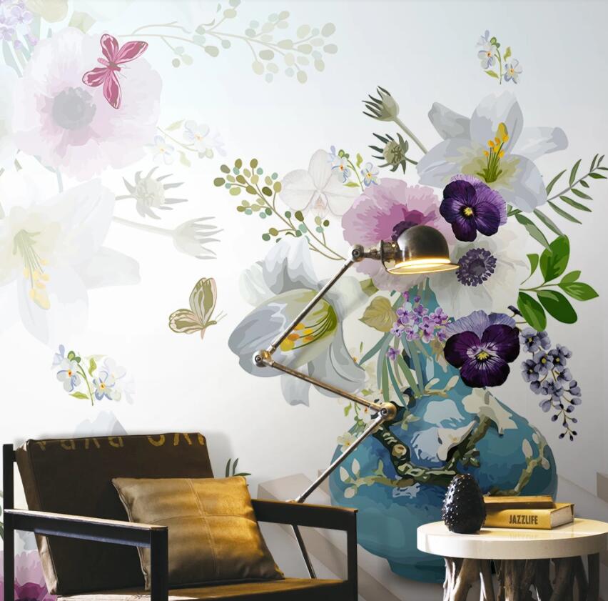 3D Colored Flowers 418 Wall Murals Wallpaper AJ Wallpaper 2