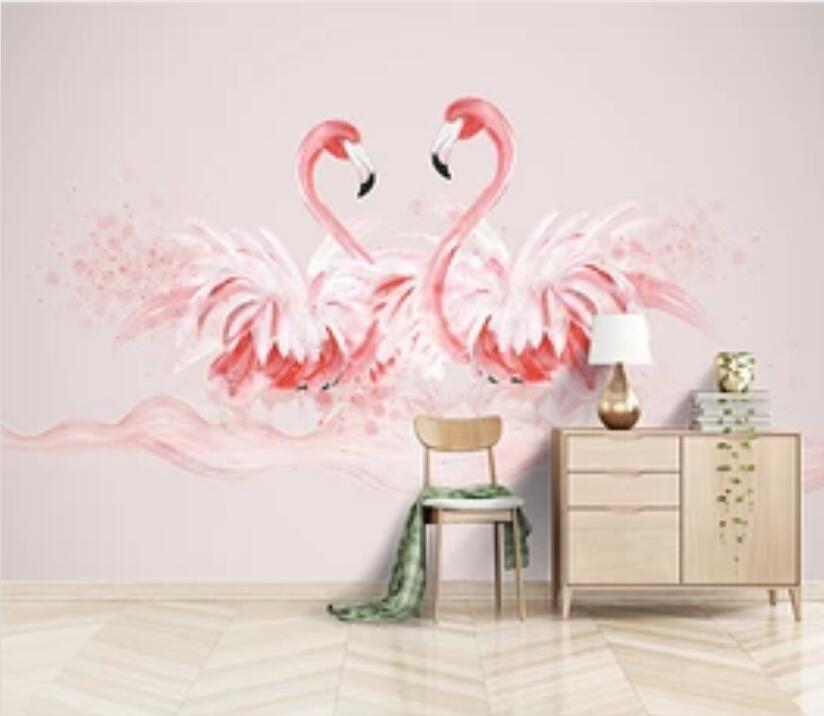3D Cute Flamingo WC81 Wall Murals Wallpaper AJ Wallpaper 2