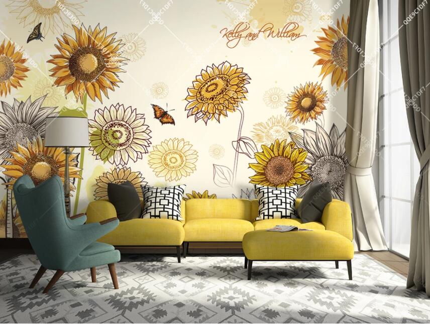 3D Sunflower 391 Wall Murals Wallpaper AJ Wallpaper 2