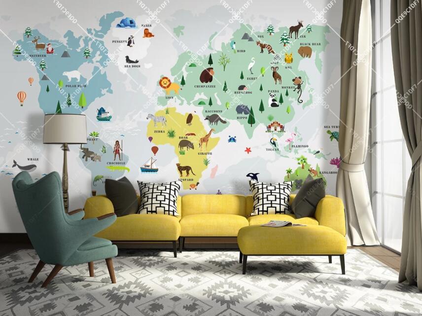 3D Animal Map 389 Wall Murals Wallpaper AJ Wallpaper 2