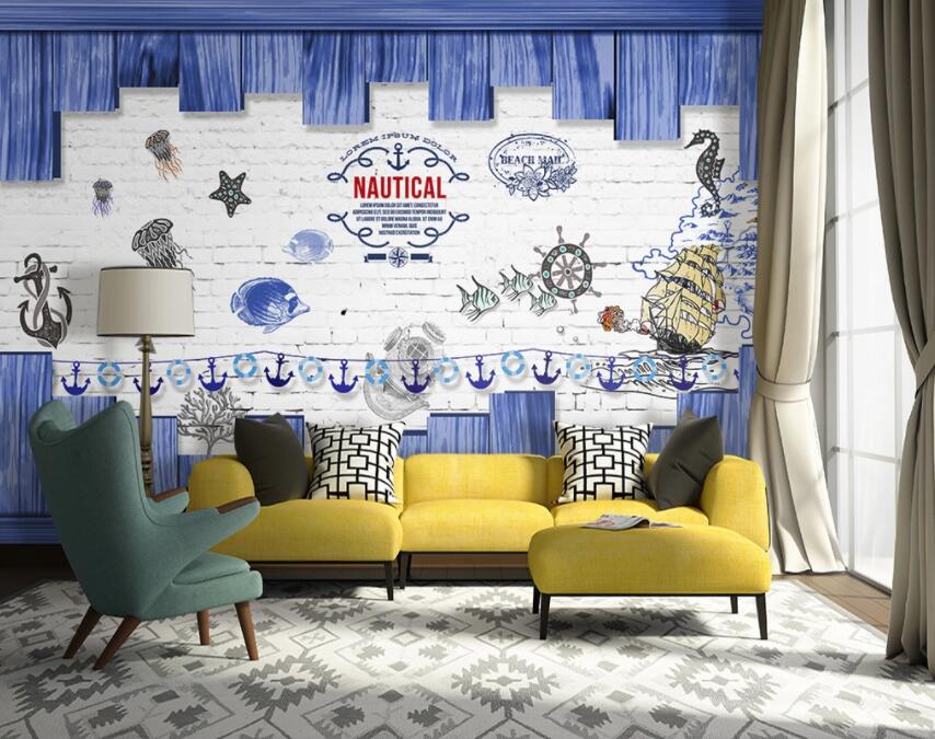 3D Sea Boat 344 Wall Murals Wallpaper AJ Wallpaper 2