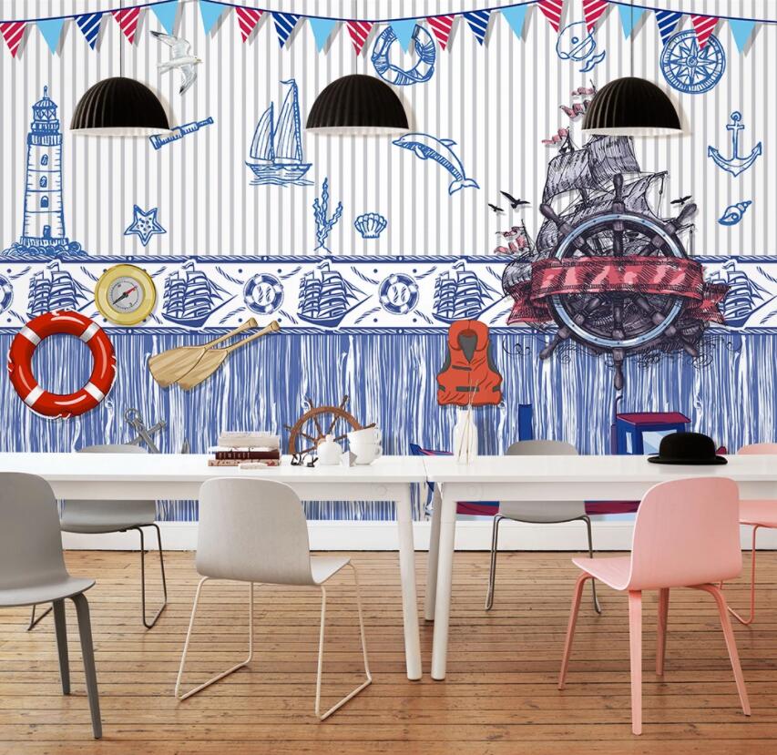 3D City Ship 347 Wall Murals Wallpaper AJ Wallpaper 2