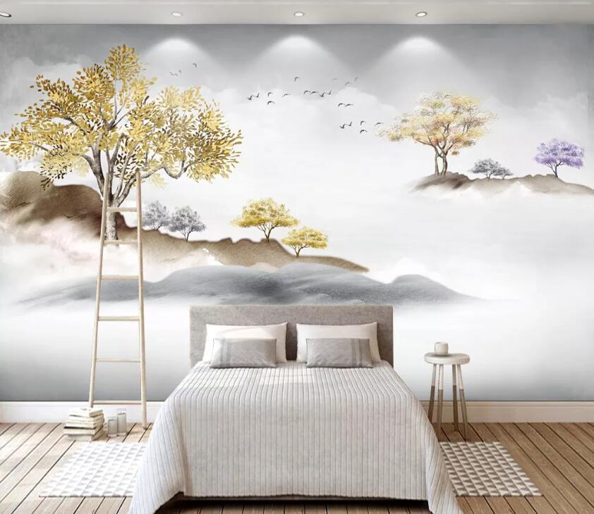 3D Golden Tree WC15 Wall Murals Wallpaper AJ Wallpaper 2