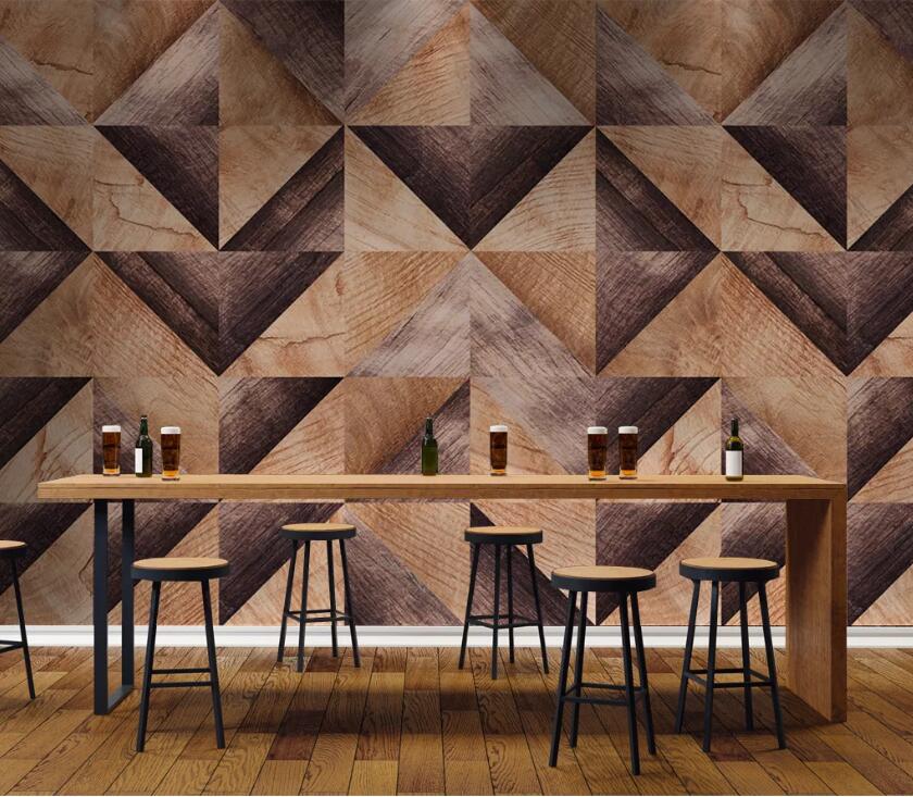3D Wooden Geometry WC19 Wall Murals Wallpaper AJ Wallpaper 2