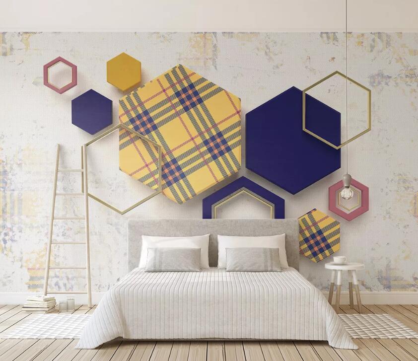 3D Colored Geometric Pattern WC17 Wall Murals Wallpaper AJ Wallpaper 2