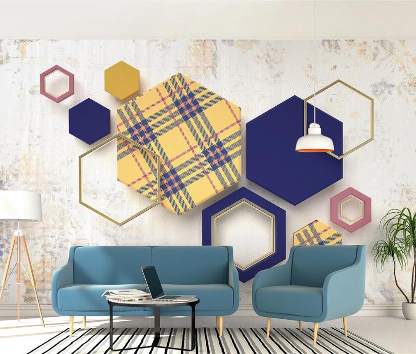 3D Colored Geometric Pattern WC17 Wall Murals Wallpaper AJ Wallpaper 2