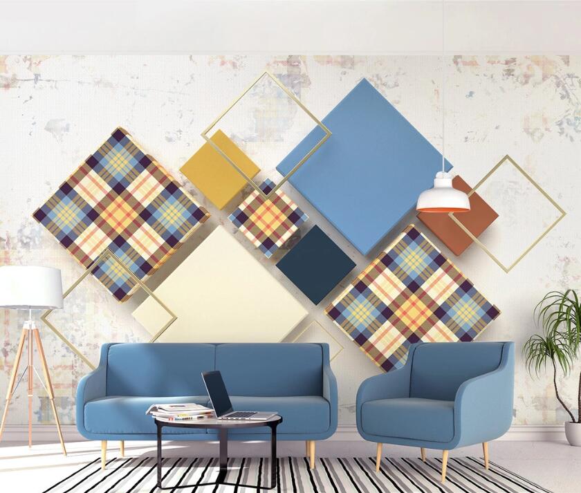 3D Colored Geometric Pattern WC16 Wall Murals Wallpaper AJ Wallpaper 2