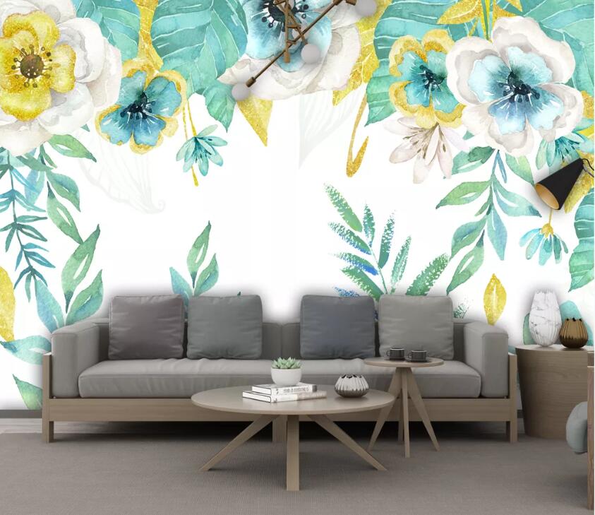 3D Colored Flowers WC01 Wall Murals Wallpaper AJ Wallpaper 2