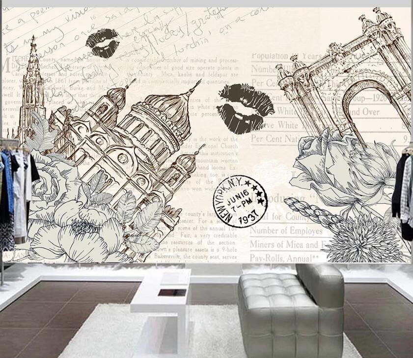 3D Letter Flower WC2515 Wall Murals