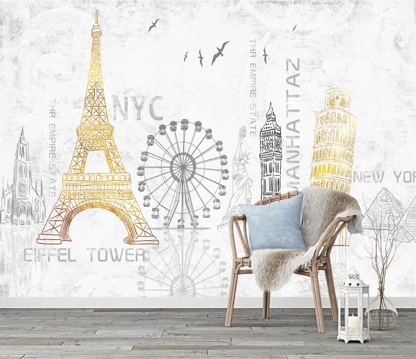 3D Lovely Tower WC45 Wall Murals Wallpaper AJ Wallpaper 2