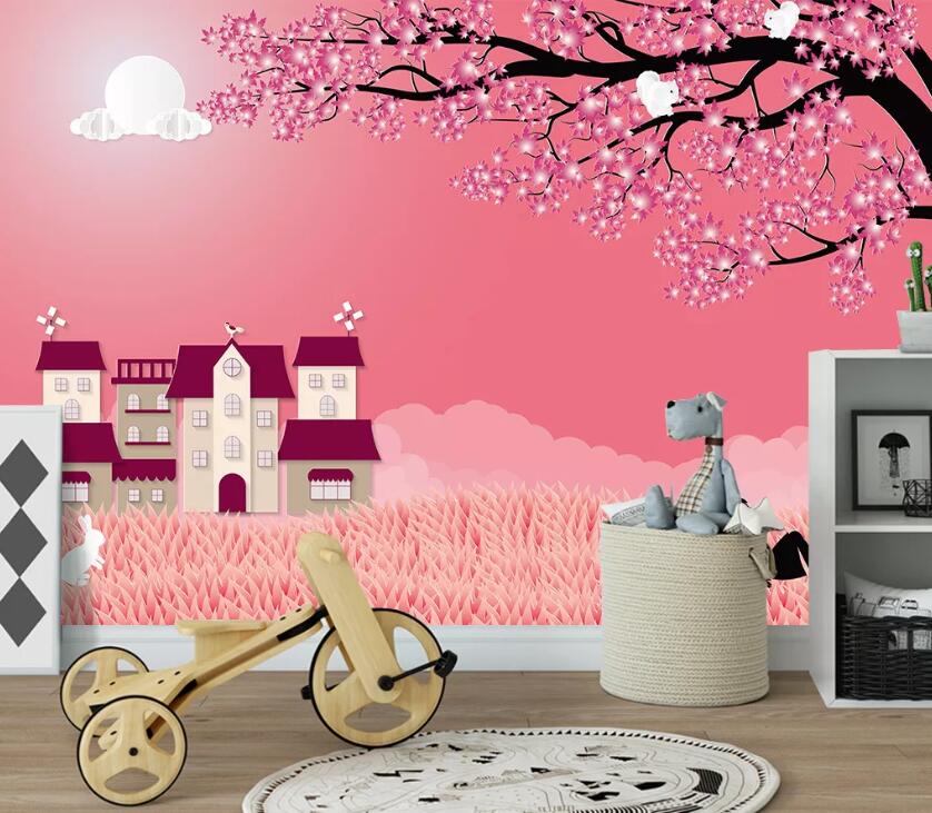 3D Pink Town WC44 Wall Murals Wallpaper AJ Wallpaper 2