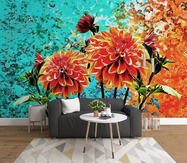 3D Chrysanthemum WC10 Wall Murals Wallpaper AJ Wallpaper 2