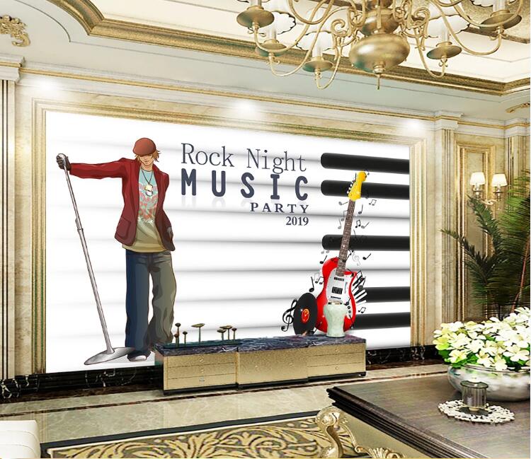 3D Guitar Man WC2447 Wall Murals