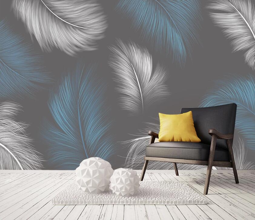3D Blue Feather WC2434 Wall Murals
