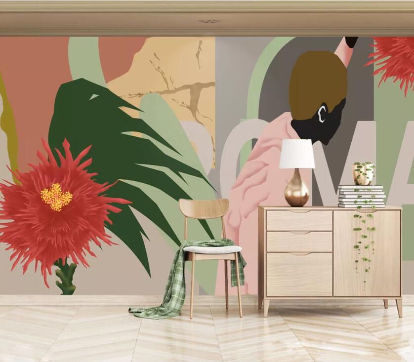 3D Red Flower WC06 Wall Murals Wallpaper AJ Wallpaper 2