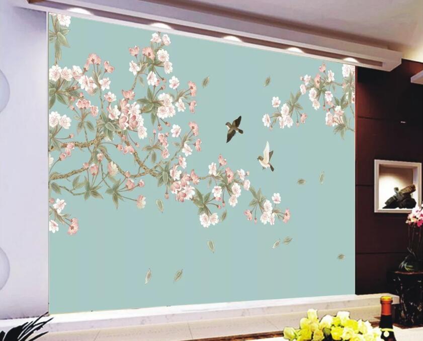 3D Flower Bird WC91 Wall Murals Wallpaper AJ Wallpaper 2