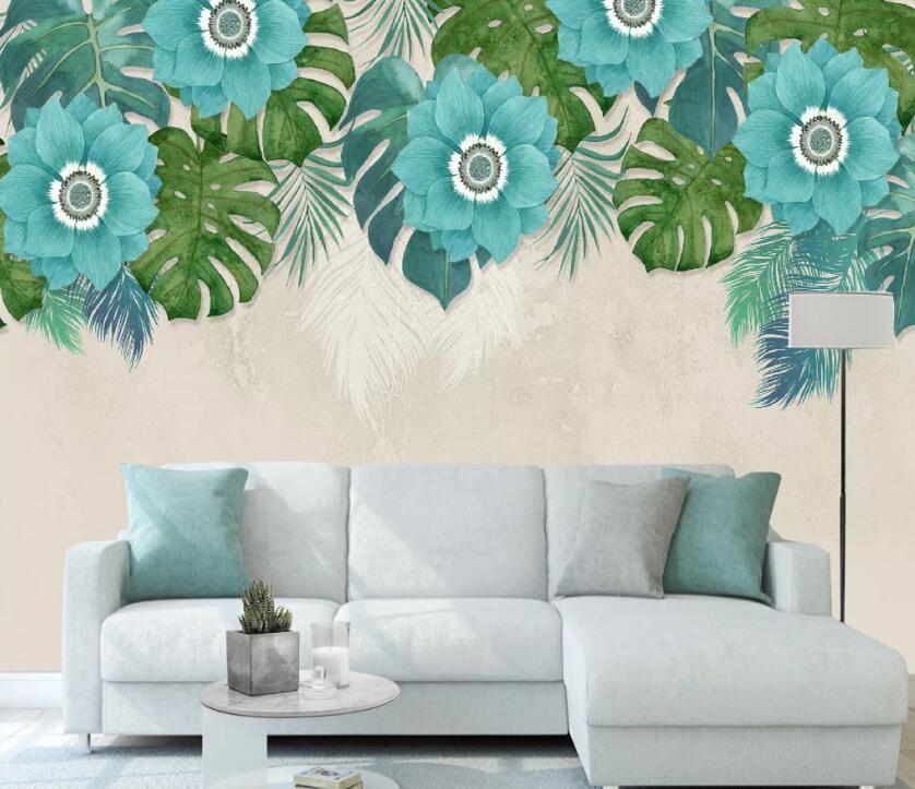 3D Green Flowers WC75 Wall Murals Wallpaper AJ Wallpaper 2