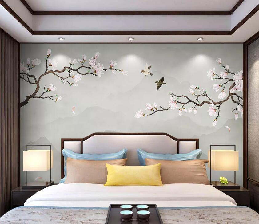 3D Flower Bird WC47 Wall Murals Wallpaper AJ Wallpaper 2