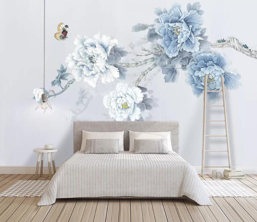 3D Flower Butterfly WC42 Wall Murals Wallpaper AJ Wallpaper 2