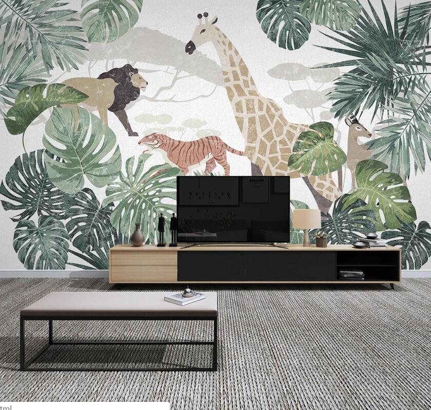 3D Giraffe Tiger WC2210 Wall Murals