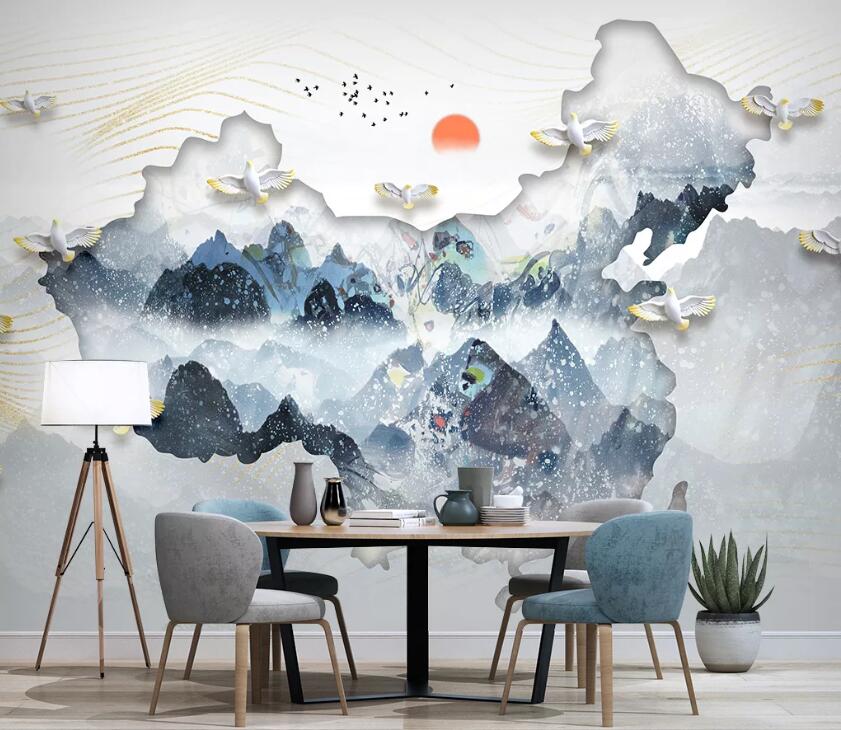 3D Map Pigeon WC2186 Wall Murals