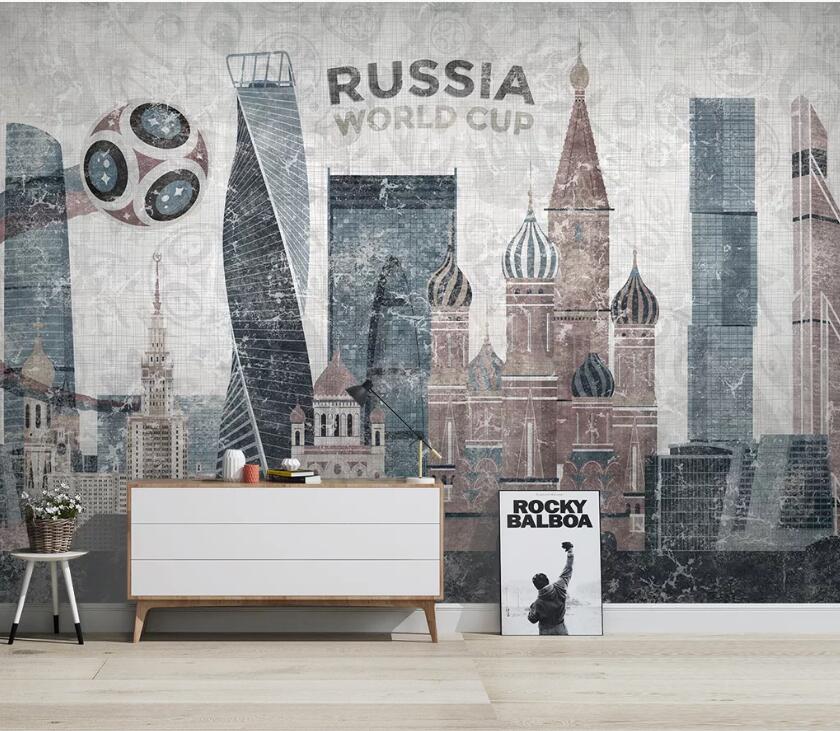 3D Building Ball WC1982 Wall Murals